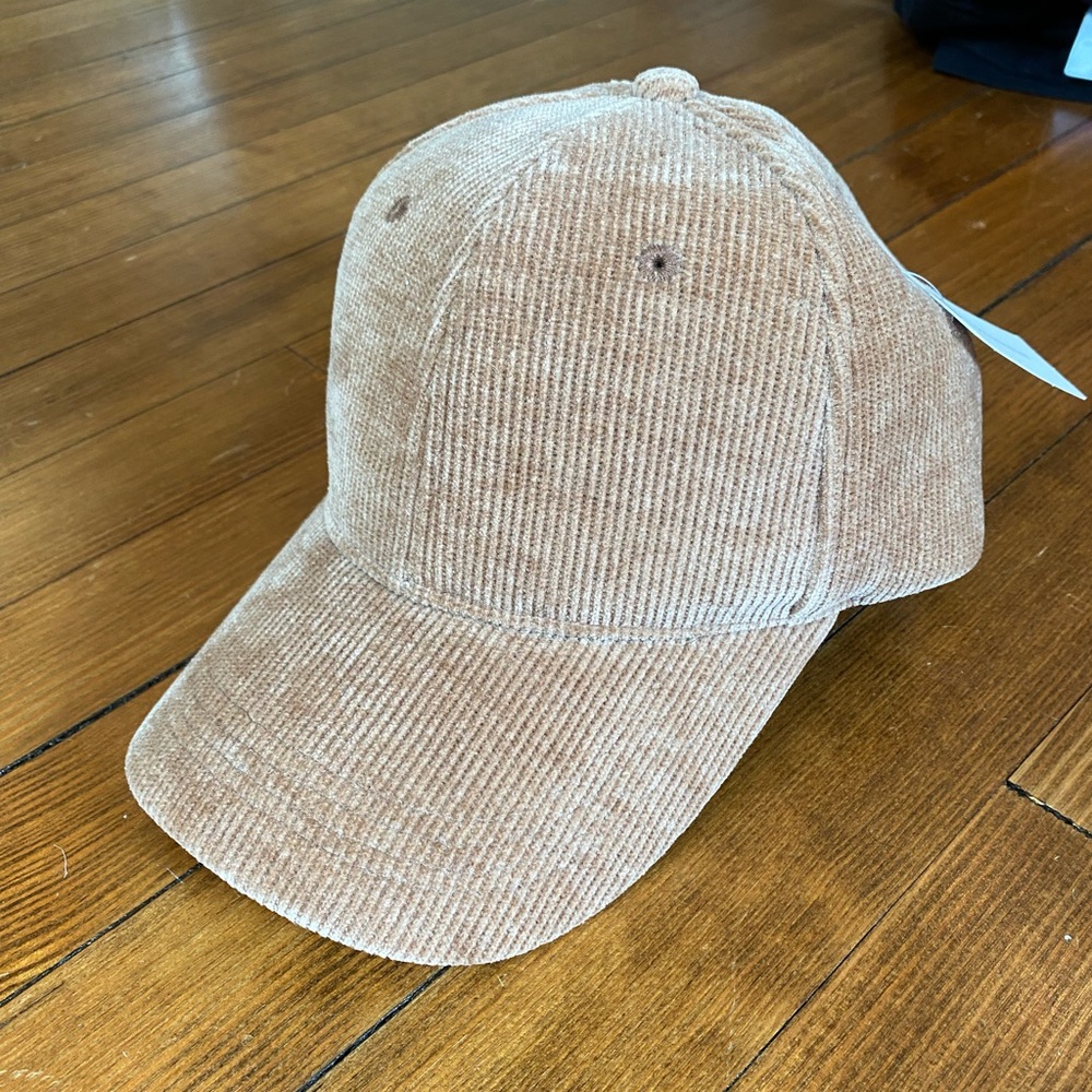 Light brown corduroy trucker style hat